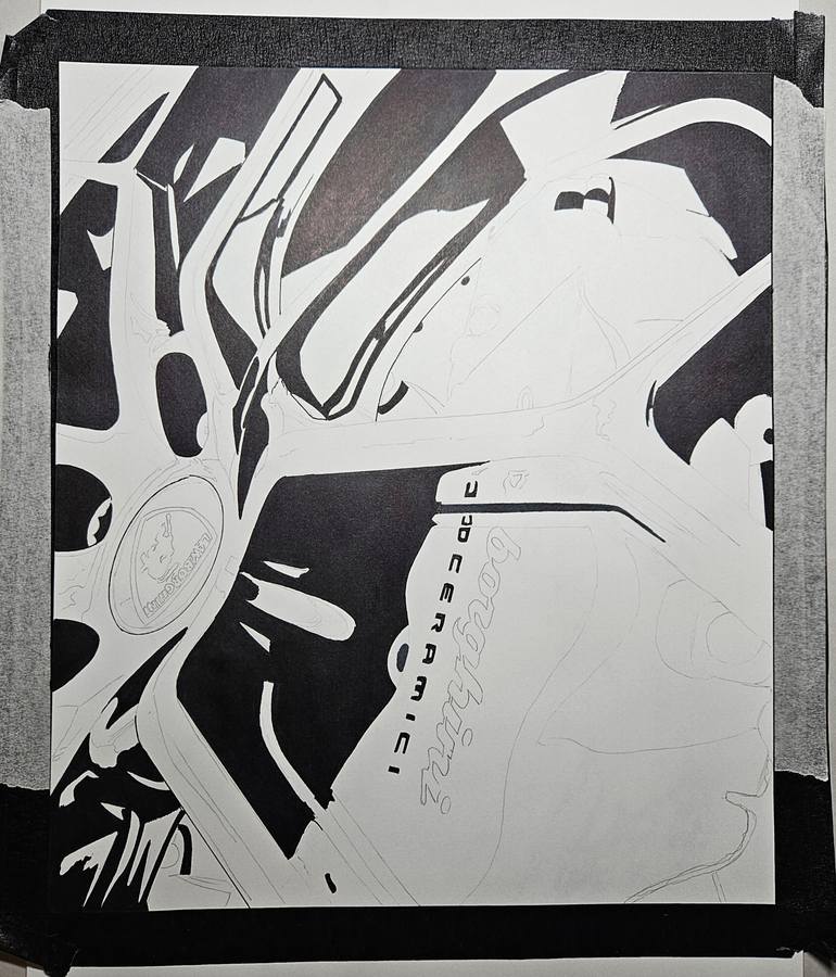Original Art Deco Car Drawing by Supercar Core Division