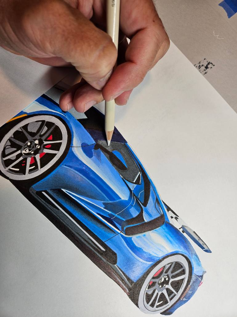 Original Art Deco Car Drawing by Supercar Core Division