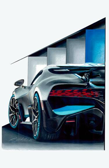Original Art Deco Car Drawings by Supercar Core Division