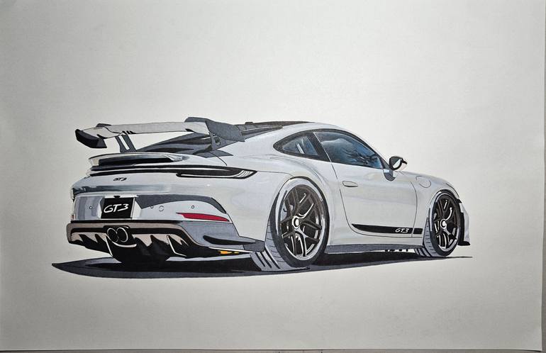 Original Art Deco Car Drawing by Supercar Core Division