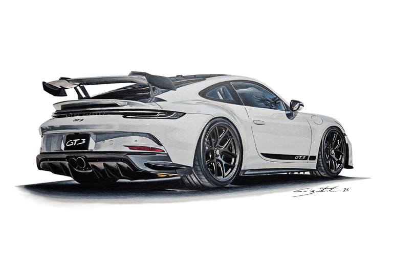 Original Art Deco Car Drawing by Supercar Core Division