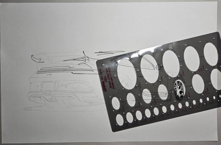 Original Art Deco Car Drawing by Supercar Core Division