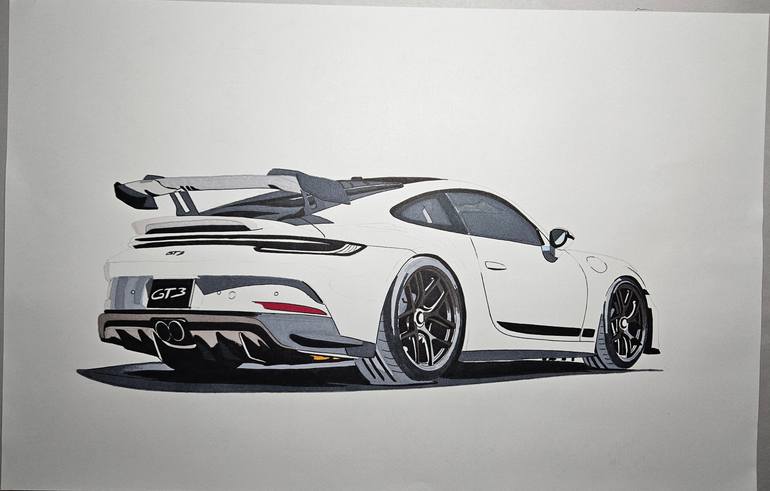 Original Art Deco Car Drawing by Supercar Core Division