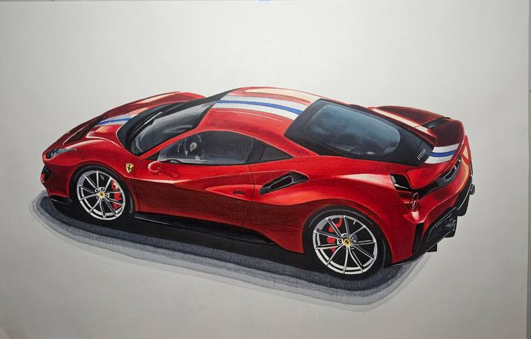 Original Art Deco Car Drawing by Supercar Core Division