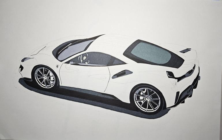 Original Art Deco Car Drawing by Supercar Core Division