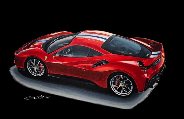 Original Art Deco Car Drawing by Supercar Core Division