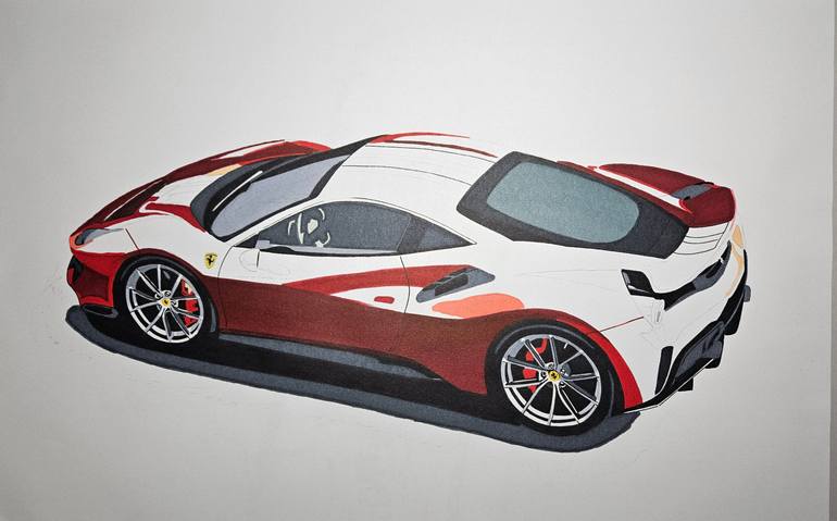 Original Art Deco Car Drawing by Supercar Core Division
