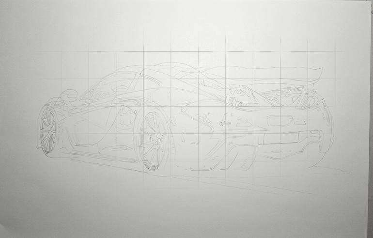 Original Photorealism Car Drawing by Supercar Core Division