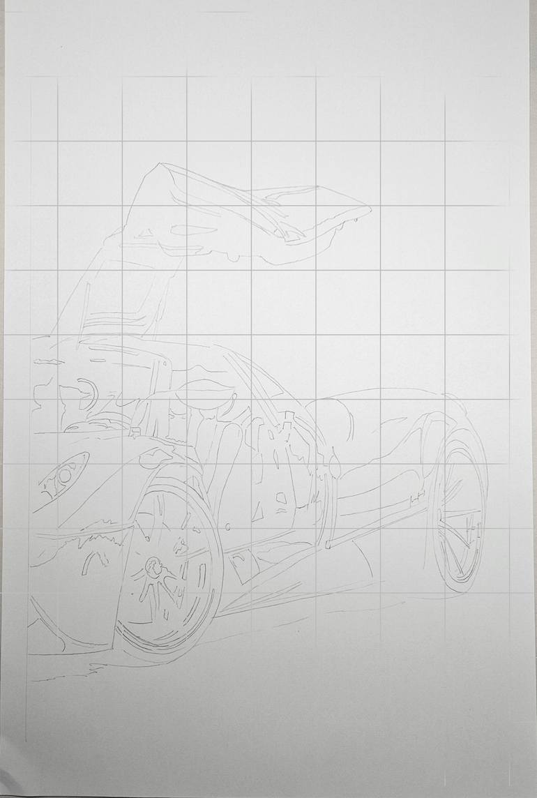 Original Art Deco Car Drawing by Supercar Core Division