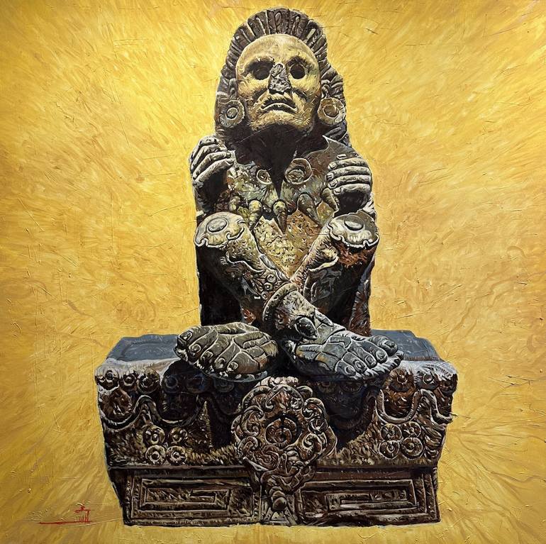 Original Classical Mythology Painting by Arash Shoveiri | Symbolism Art on Canvas | Xochipilli, the Aztec Prince of Flowers