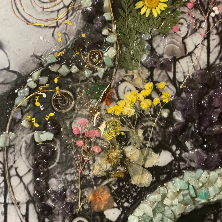 Original Art Nouveau Floral Mixed Media by Dana Casey