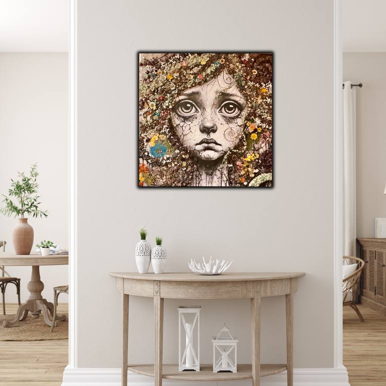 Original Art Nouveau Floral Mixed Media by Dana Casey