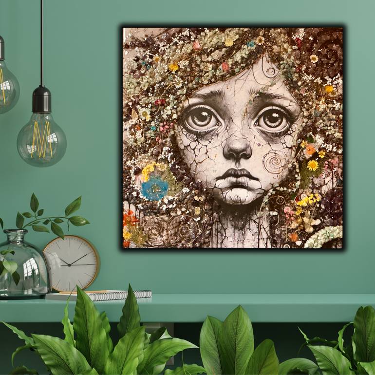 Original Art Nouveau Floral Mixed Media by Dana Casey