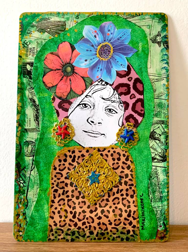 Original Art Nouveau Abstract Collage by Cecilia Marienkoff