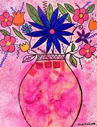 Original Abstract Floral Paintings by Cecilia Marienkoff