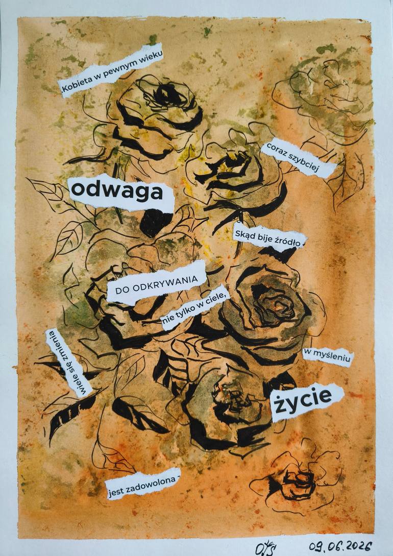 Original Language Mixed Media by Oleksandra Serhiienko | Conceptual Art on Glue | A Woman of a Certain Age
