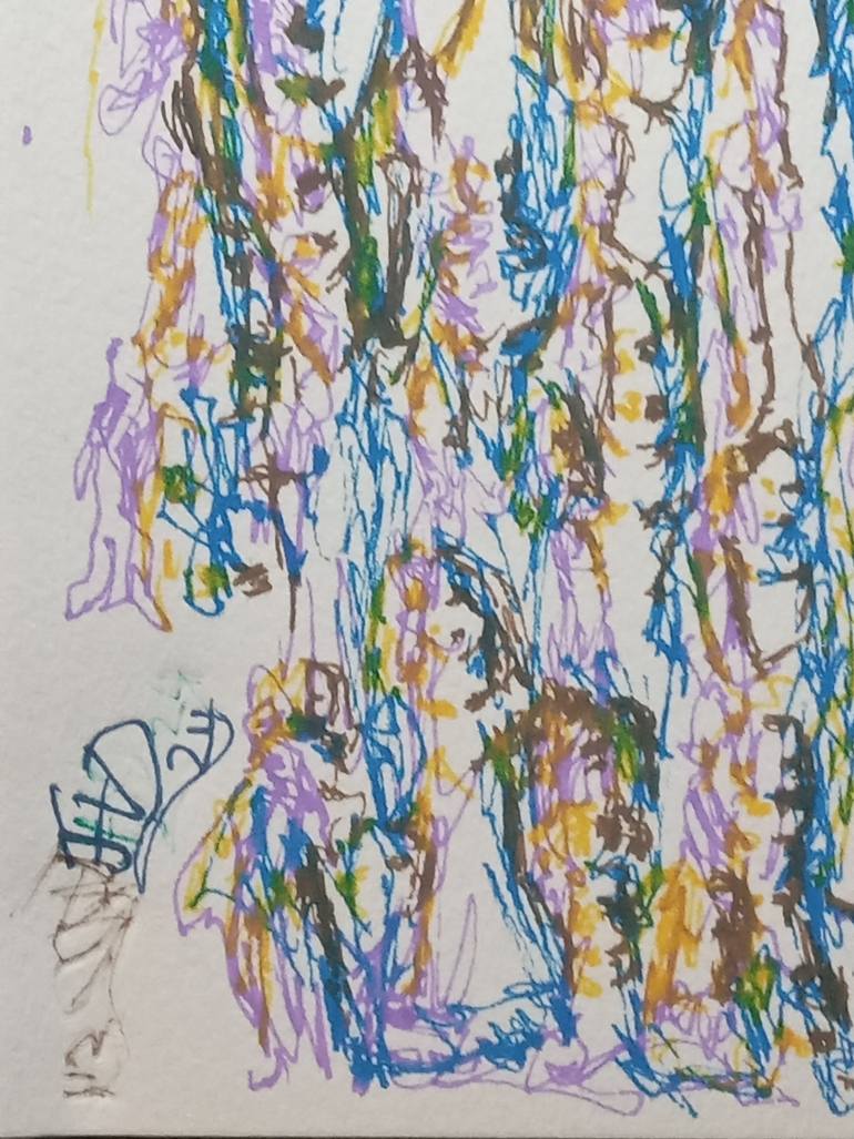 Original Abstract Expressionism Fantasy Drawing by Jeannine Viljoen