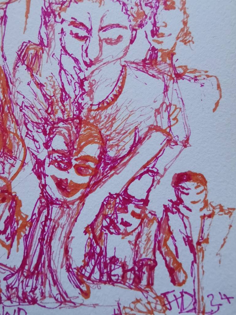 Original Abstract Expressionism Fantasy Drawing by Jeannine Viljoen
