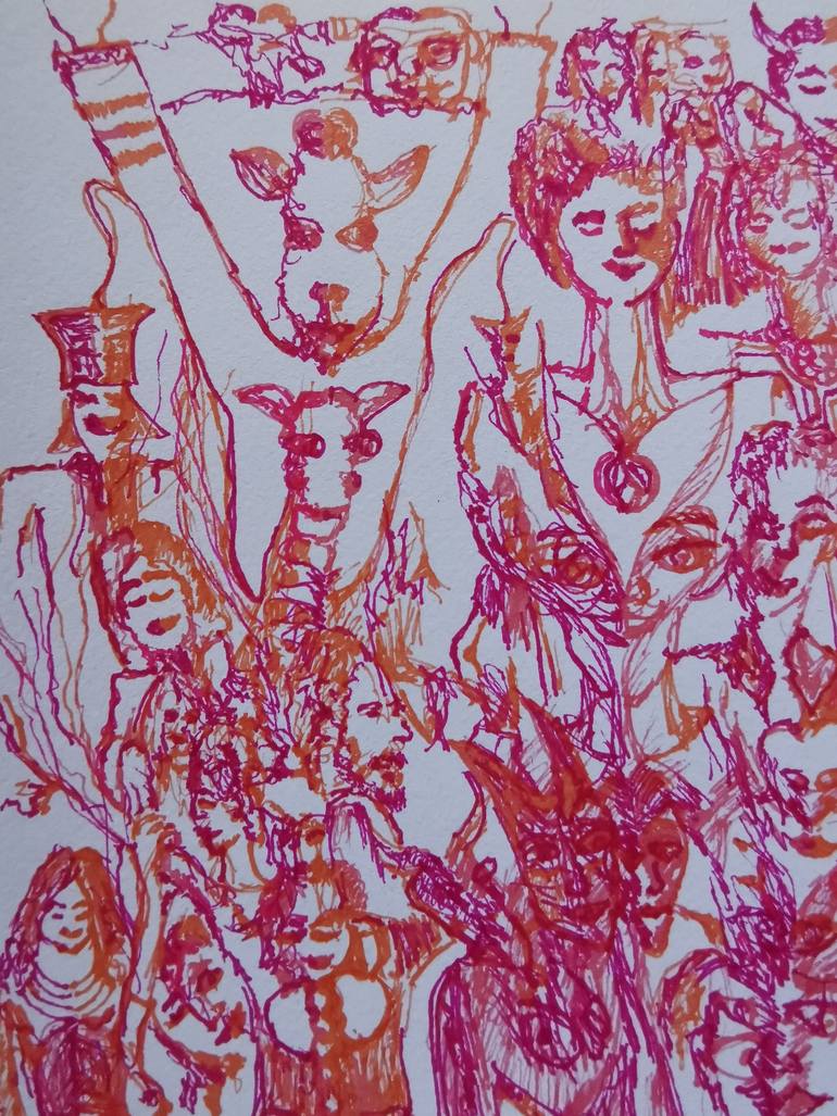 Original Abstract Expressionism Fantasy Drawing by Jeannine Viljoen