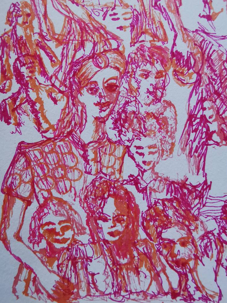 Original Abstract Expressionism Fantasy Drawing by Jeannine Viljoen
