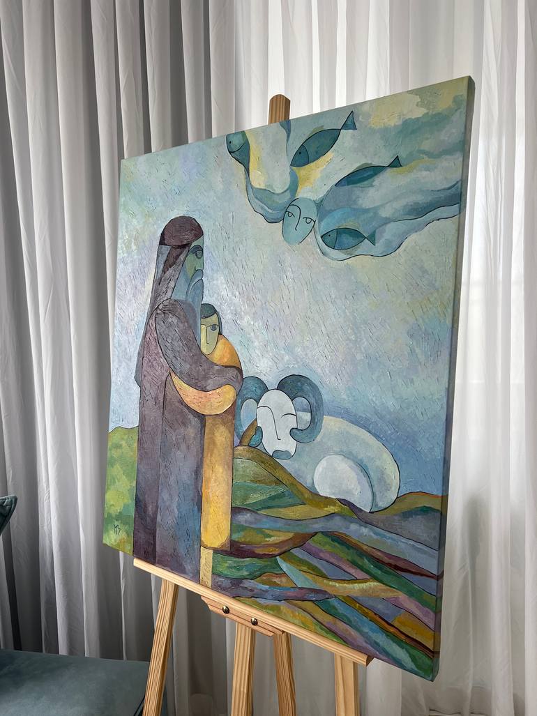 Original Abstract Expressionism Religion Painting by Mariya Zeltsman