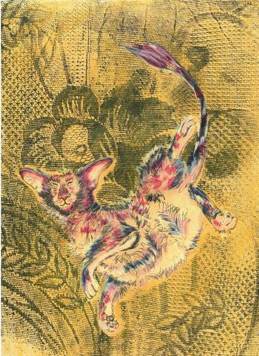 Original Art Deco Cats Mixed Media by Vika Hunina