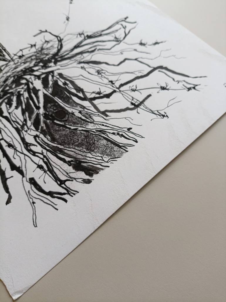 Original Art Deco Floral Mixed Media by Viktoriia Hunina