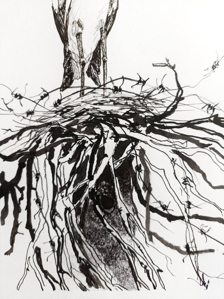 Original Art Deco Floral Mixed Media by Viktoriia Hunina