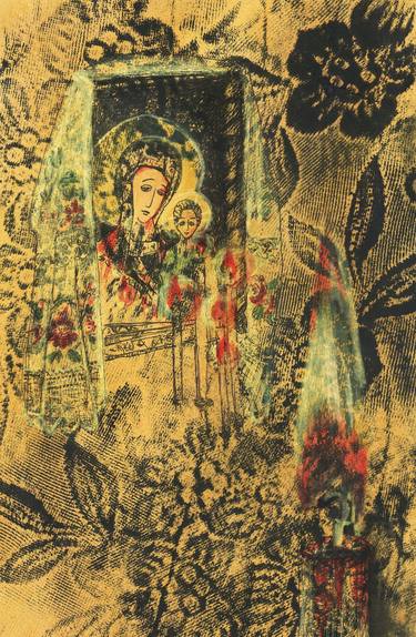 Original Art Deco Floral Mixed Media by Vika Hunina