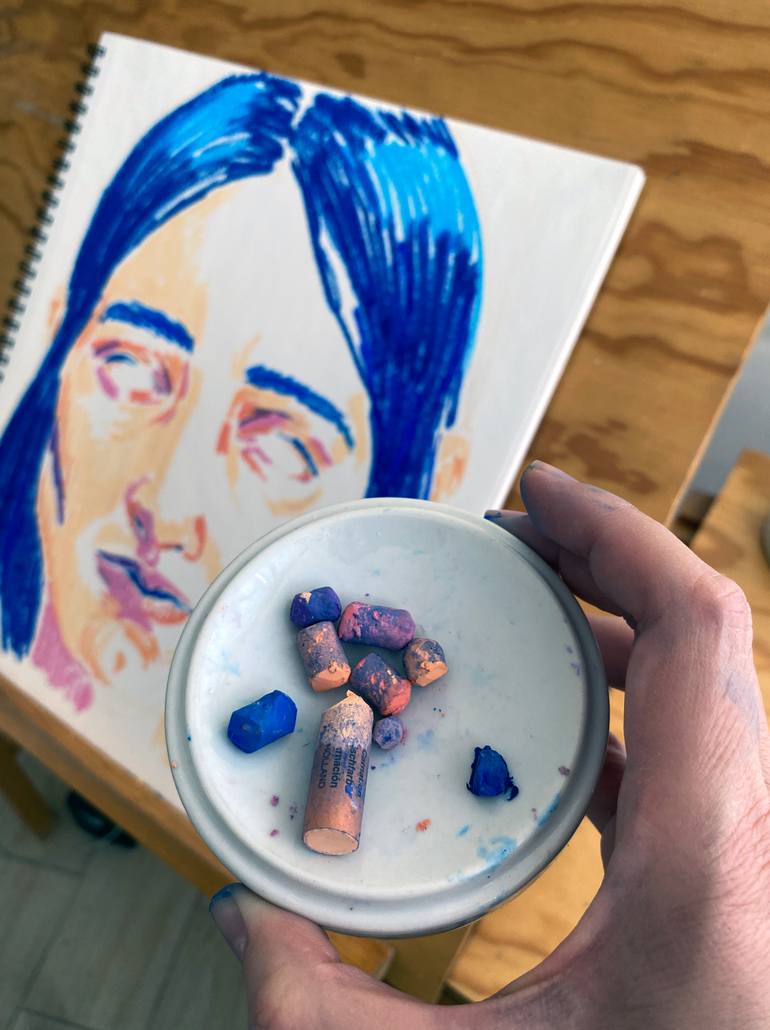 Original Fauvism People Drawing by Raquel Labrador