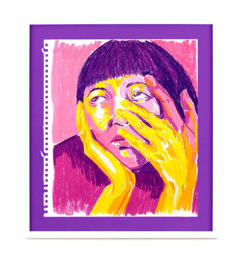 Original Fauvism People Drawing by Raquel Labrador