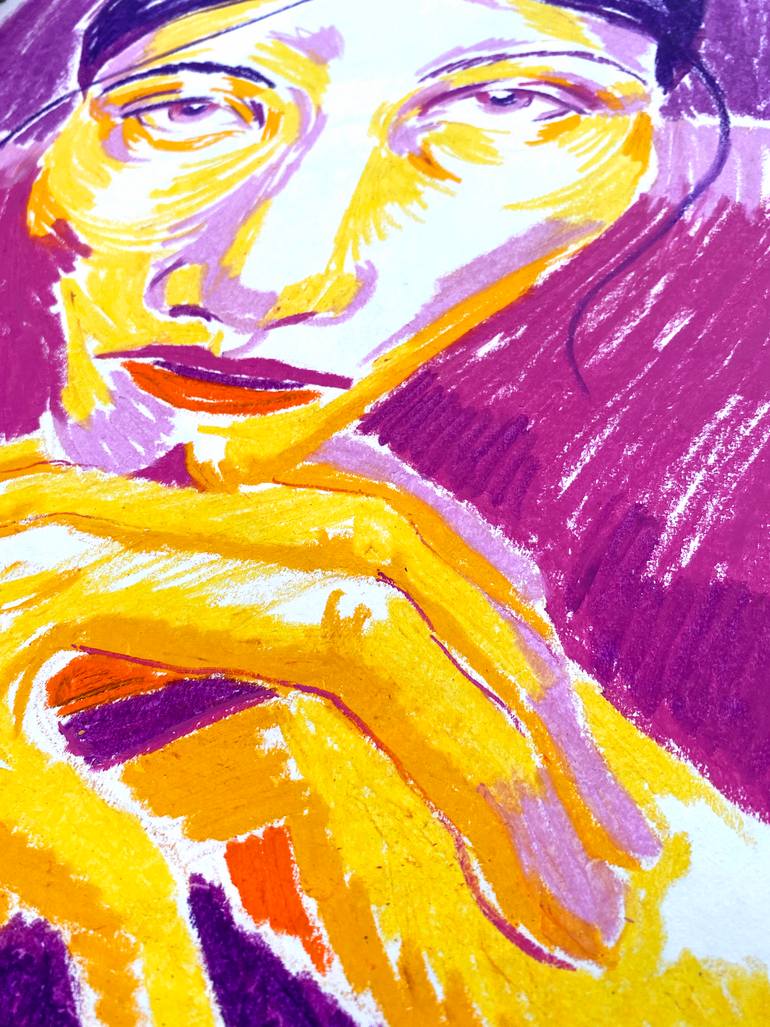 Original Fauvism People Drawing by Raquel Labrador