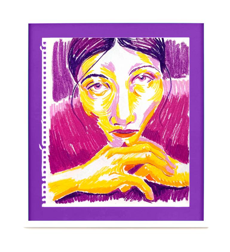 Original Fauvism People Drawing by Raquel Labrador