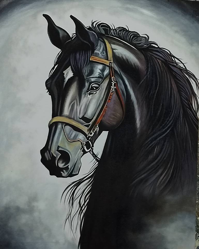 Original Modernism Horse Painting by Atiya Khadim