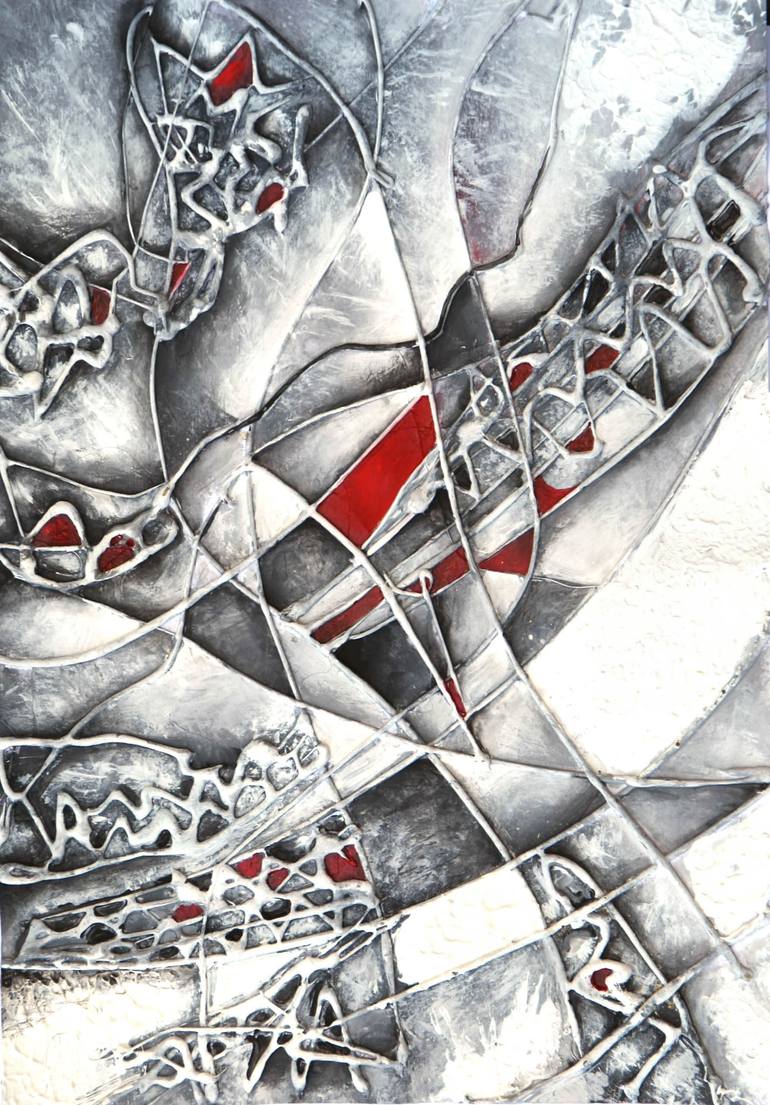 Original Black & White Abstract Painting by Anna Karachunsky