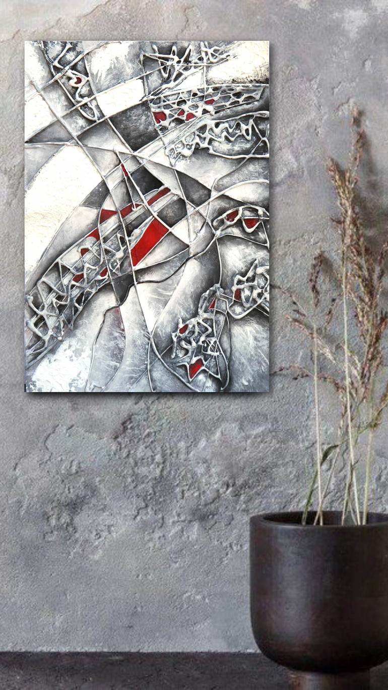 Original Black & White Abstract Painting by Anna Karachunsky