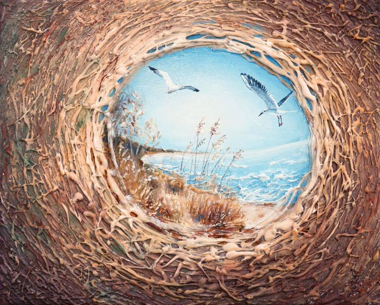 Original Figurative Seascape Mixed Media by Anna Karachunsky