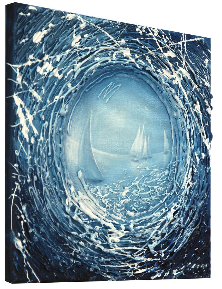 Original Abstract Boat Painting by Anna Karachunsky