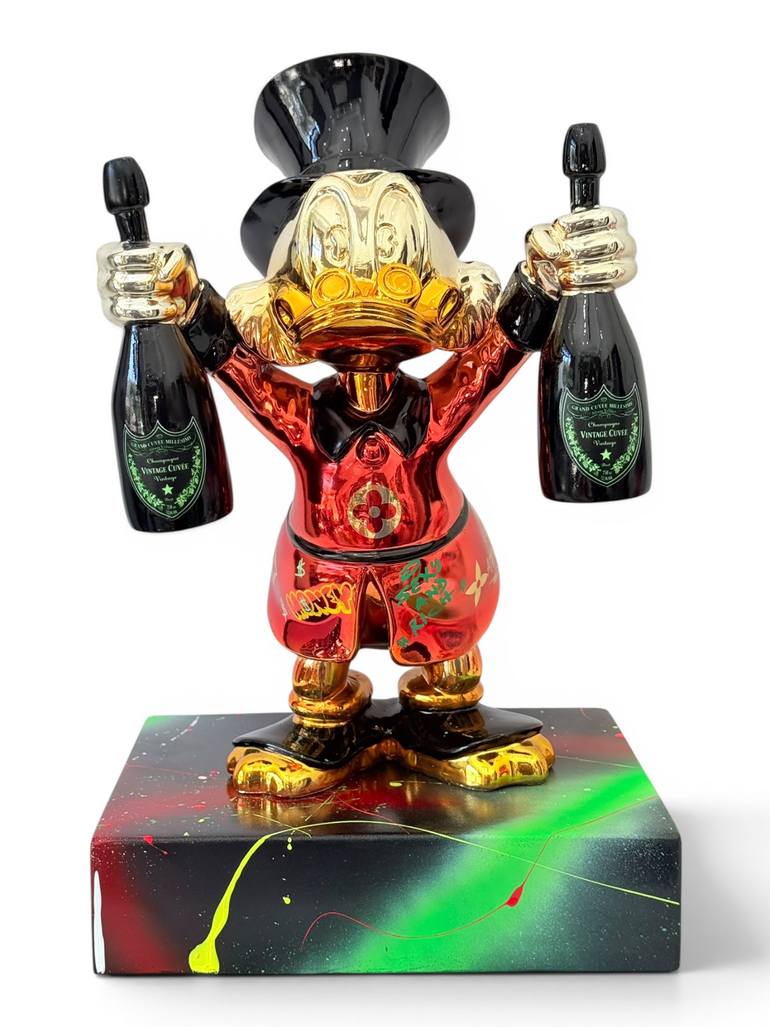 Original Pop Culture/Celebrity Sculpture by Ahu Didem Sever | Art Deco Art on Resin | Louis Vuitton Scrooge McDuck Sculpture | Pop Art Duck Statue