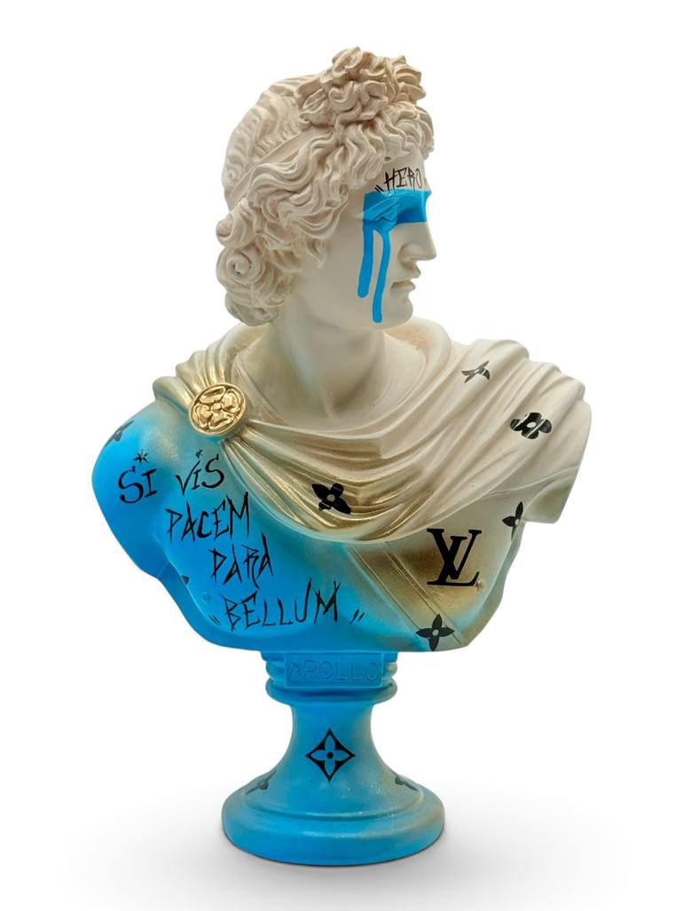 Original Classical Mythology Sculpture by Ahu Didem Sever | Pop Art Art on Resin | Louis Vuitton Design Apollo Sculpture