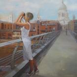 Woman in White, Millenium Bridge by Nadia Tsakova