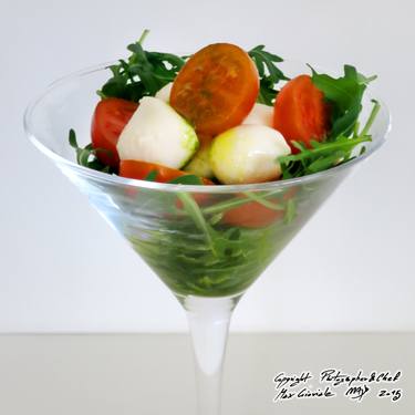 Caprese Salad with Italian Mozzarella di bufala, Cherry tomatoes, Basil Cream and Rocket For Home and Restaurant thumb