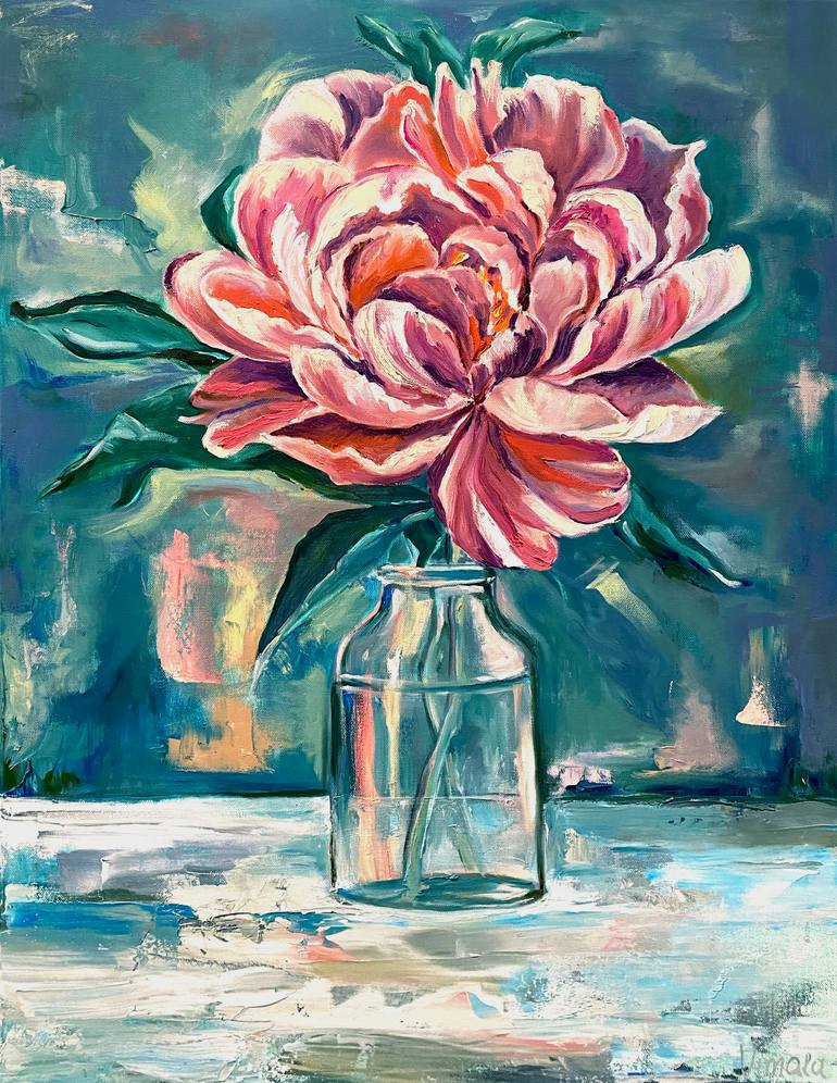 Original oilpainting "Peony" 60×80cm, Wall art, modern, art Original Painting by viktoriya pshenychna