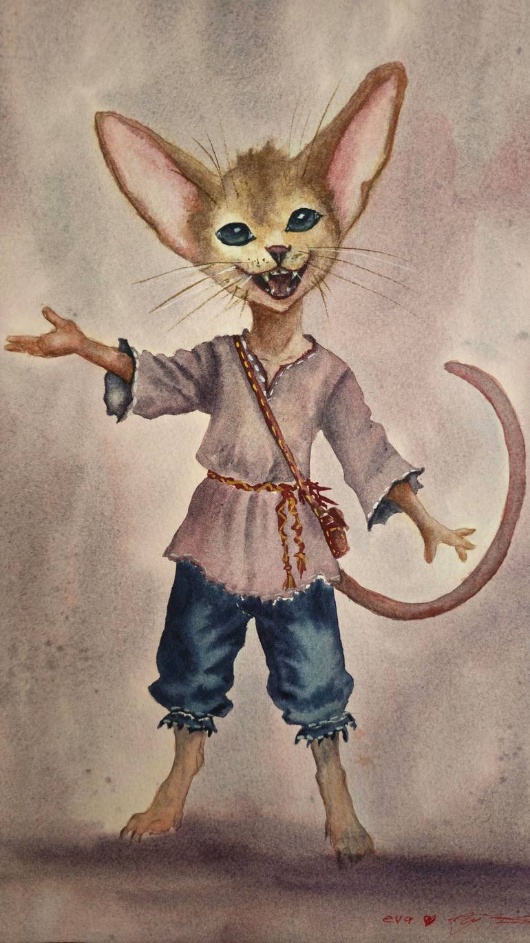 Original Fantasy Painting by Eva Mersljakow | Illustration Art on Paper | The Fairytale Creatures - The Little Host