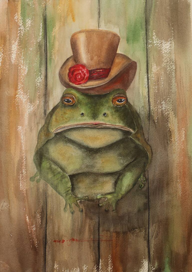 Original Animal Painting by Eva Mersljakow | Photorealism Art on Paper | The Little Frog King