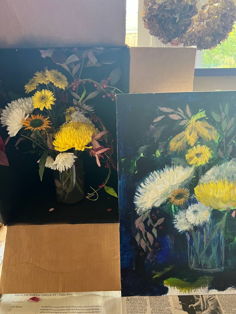 Original Abstract Floral Painting by Sue Kupillas