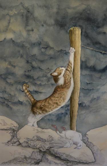 Original Figurative Cats Drawing by Margaret Steel