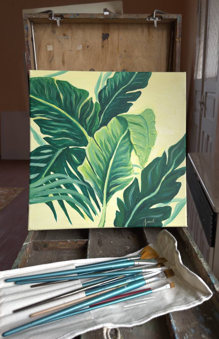 Original Abstract Botanic Painting by Anna Costiuc