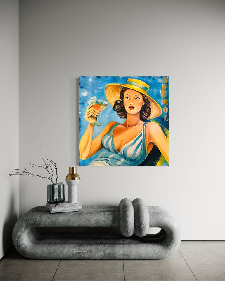 Original Art Deco Beach Painting by Ioana Ursu