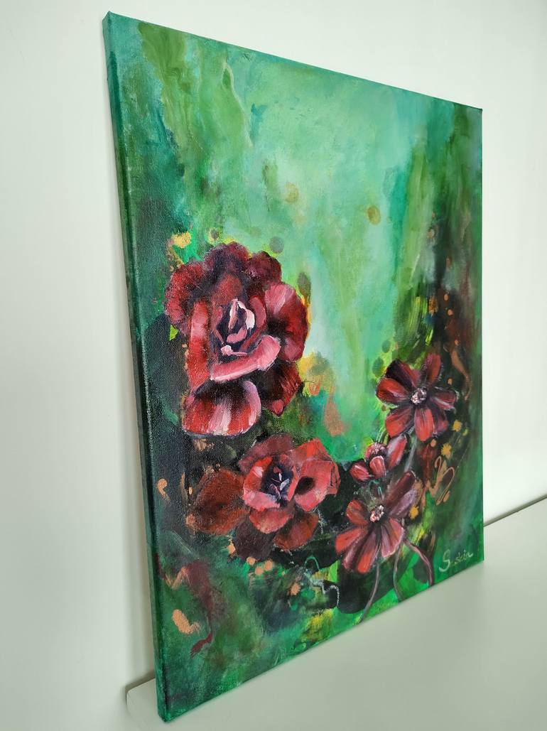 Original Abstract Expressionism Floral Painting by Saskia Jonkers